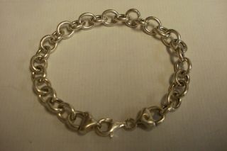 Vintage Mws Sterling Silver Italian Anchor Link 7 3/4 " Inch Chain Bracelet.  925