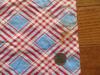 Vintage Feedsack Red Blue Plaid Feed Sack Quilt Sewing Fabric 4