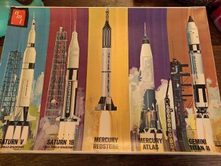 Amt Saturn V Rocket And Apollo Spacecraft 5 Rocket Kits S953500 Vintage 1960