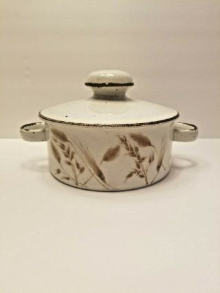 Vintage Midwinter Stonehenge Wild Oats Two Handle Casserole With Lid 1.  25qt