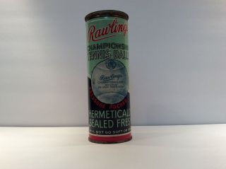 Vintage Rawlings Metal Opened Can Tin Of 3 Tennis Balls St.  Louis,  Mo