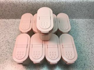 Vintage Tupperware Modular Mates 8 Spice Containers W/pink Lids Made In 