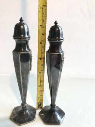 W.  B.  Mfg.  Co.  Set of Vintage Silver Plated Salt and Pepper Shakers Tall MCM 3