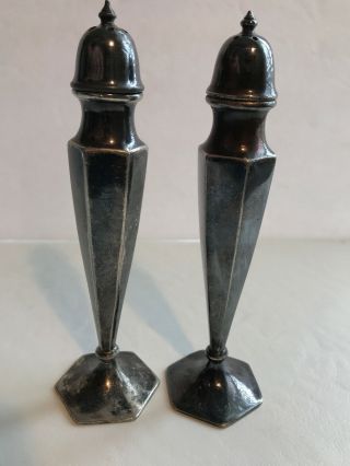 W.  B.  Mfg.  Co.  Set of Vintage Silver Plated Salt and Pepper Shakers Tall MCM 4