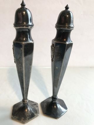 W.  B.  Mfg.  Co.  Set of Vintage Silver Plated Salt and Pepper Shakers Tall MCM 5