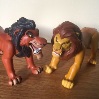 Vintage 1994 Disney Lion King Scar & Mufasa Battle Action Figures Mattel Toy 90s