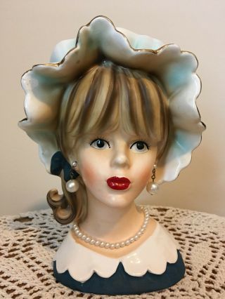 Relpo 7 1/4  K1782 Lady Head Vase Vintage Headvase Hard To Find