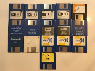 Bulk Sim Life Games 16 Disk Pack Commodore Amiga 3.  5 " Disks A500 A1200
