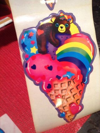 Vintage 80 ' s Jumbo Lisa Frank Rainbow Ice Cream Bear Heart Star 9 Inch Stickers 2