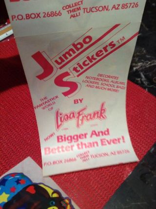 Vintage 80 ' s Jumbo Lisa Frank Rainbow Ice Cream Bear Heart Star 9 Inch Stickers 3