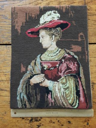 Vintage Finished Needle Point Work.  Image Of A Rembrandt Painting.