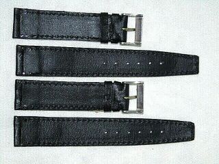 10 x VINTAGE BLACK LEATHER STITCHED WATCH BANDS NOS 18MM 3