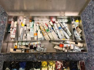 Vintage Watercolor Paint Box with 55 Paint Tubes - Grumbacher - Cotman 2