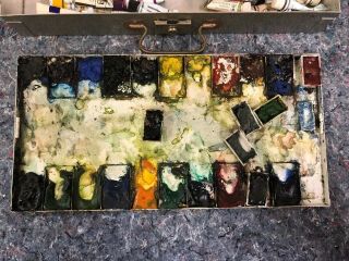 Vintage Watercolor Paint Box with 55 Paint Tubes - Grumbacher - Cotman 3