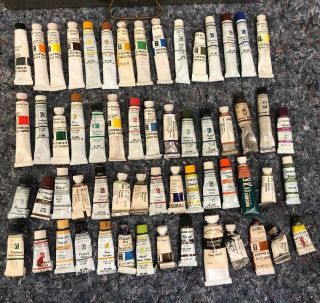 Vintage Watercolor Paint Box with 55 Paint Tubes - Grumbacher - Cotman 7