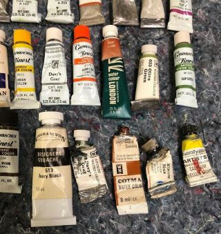 Vintage Watercolor Paint Box with 55 Paint Tubes - Grumbacher - Cotman 8
