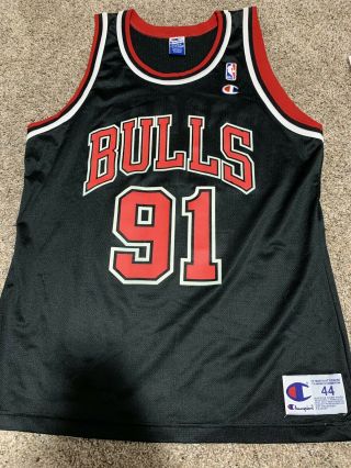 Vintage Champion Dennis Rodman Chicago Bulls Jersey Size 44 Black