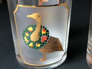 Vintage 2 Culver 10 Ounce Cocktail Bar Glasses Holiday Christmas Goose 22k Gold 3