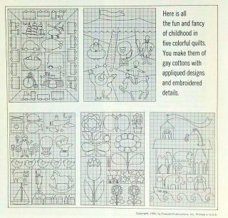 Vintage Womans Day Story Book Quilt Patterns Toyland Noah Flowers 5 Designs 1964