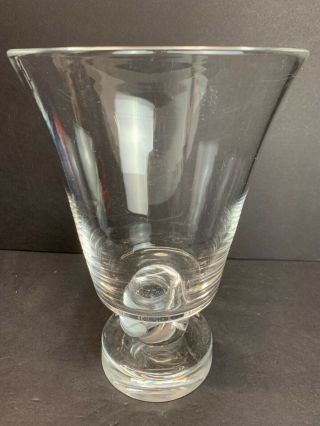 Vtg Steuben 19th C.  Art Glass Crystal Footed Vase By Donald Pollar 10 " In Tall