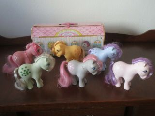 Vintage My Little Pony Carry Case & 6 G1 Ponies