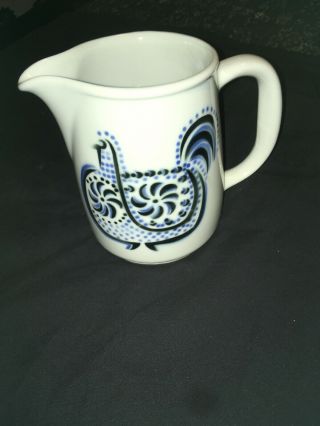 Vintage Arabia of Finland Porcelain Blue and Aqua Rooster FL - 2 and FL - 3 8