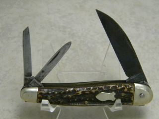 Vintage F.  Herder Solingen,  Germany Bone Wharncliffe Whittler Knife