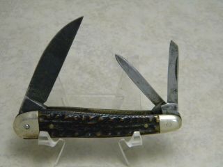 Vintage F.  Herder Solingen,  Germany Bone Wharncliffe Whittler Knife 2
