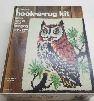 Vintage Malina Latch Hook Kit 25/27 Hoot Owl Rug or Wall Hanging Vtg Retro 70s 5