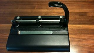 Vintage Master Products Mfg Adjustable 3 Hole Punch Model 3 - 25 Heavy Duty Black