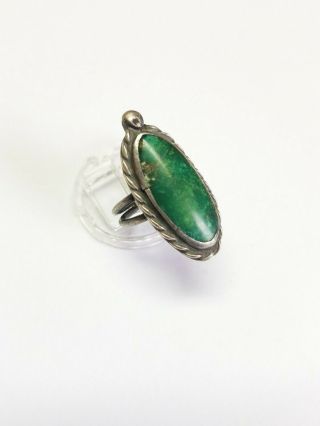 Vintage Sterling Silver Green Turquoise Native American Ring Size 4.  75