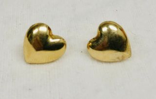 Vintage 14k Yellow Gold Heart Shaped Earrings