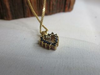 Vintage 10k Yellow Gold Double Sided Ruby Sapphire Diamond Pendant Signed Il Ba1