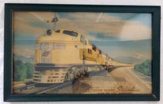 Union Pacific Streamliner City Of Los Angeles Vintage Framed Print W/glass 1940s