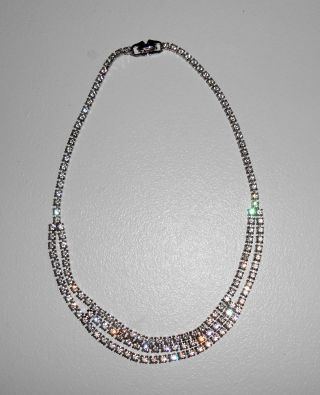 Vintage Rhinestone Necklace,  15 1/2 ",  Just Stunning
