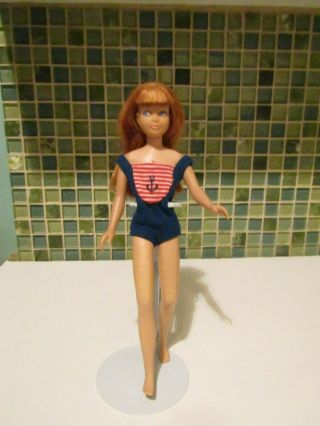 Vtg Skipper Doll Auburn Hair Bend Legs In Swimsuit