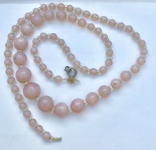 Vintage Jewellery Pale Pink Czech Peking Glass ? Bead Necklace Needs Restringing