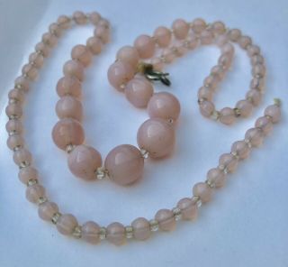 Vintage jewellery Pale Pink Czech Peking Glass ? Bead Necklace Needs Restringing 4
