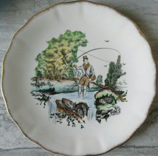 Old Vintage Clarice Cliff The Good Old Days Fly Fishing Staffordshire Plate