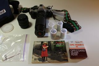 Vintage Canon AE - 1 Program 35mm Camera Set Case Assessories Japan 3