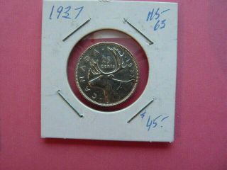 Vintage Canada 25 Cent Silver 1937 Value 45.  00 Y233