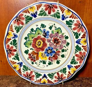 Vintage Hand Painted Royal Tichelaar Makkum Pottery Hanging Plate 8 3/4 "