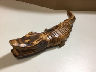 Vintage Carved Wooden Alligator,  Wiggling Articulated Bendy Crocodile,  Folk Art