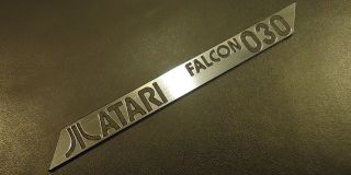 Atari Falcon 030 Logo / Sticker / Badge Brushed Aluminum 100 X 10 Mm [288b]