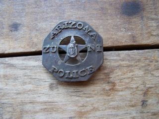 Vintage Sterling Silver Arizona Zuni Indian Badge
