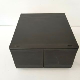 Vintage Retro Black Ash Wood Effect Cd Storage Holder Case 2 Drawer Holds 40