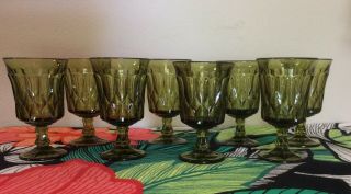 8 - Vintage Noritake Green Avocado Perspective Iced Tea Glasses Goblet