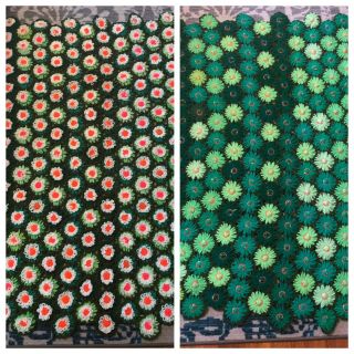 Handmade Vintage Crochet Daisy Blanket Afghan Throw 50”x36” Green Orange 3d