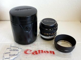 Canon Lens Fl 35mm F/3.  5,  W - 50 - A Hood & Leather Case - Near