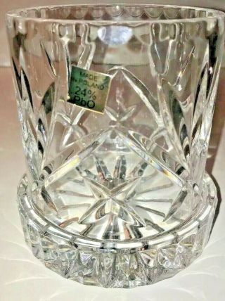 Vintage Cut " Crystal Clear " Glass Candle Holder W/ Base 24 Pbo (made In Poland)